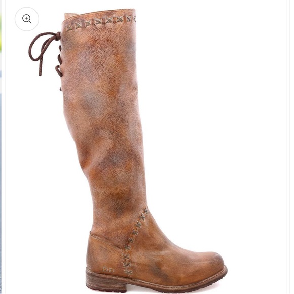 New Manchester III Icicle Bed Stu Rustic Tan Leather riding Boots 7.5 $450 - Picture 3 of 14